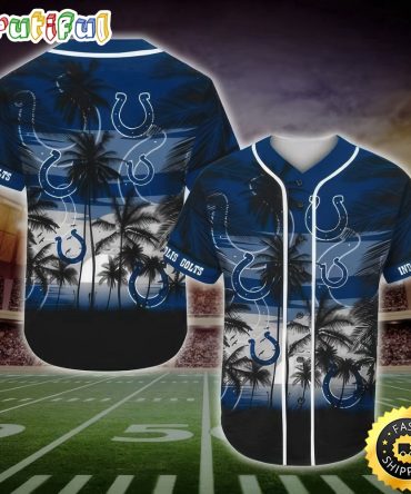 NFL Indianapolis Colts Baseball Jersey Shirt Palm Tree
