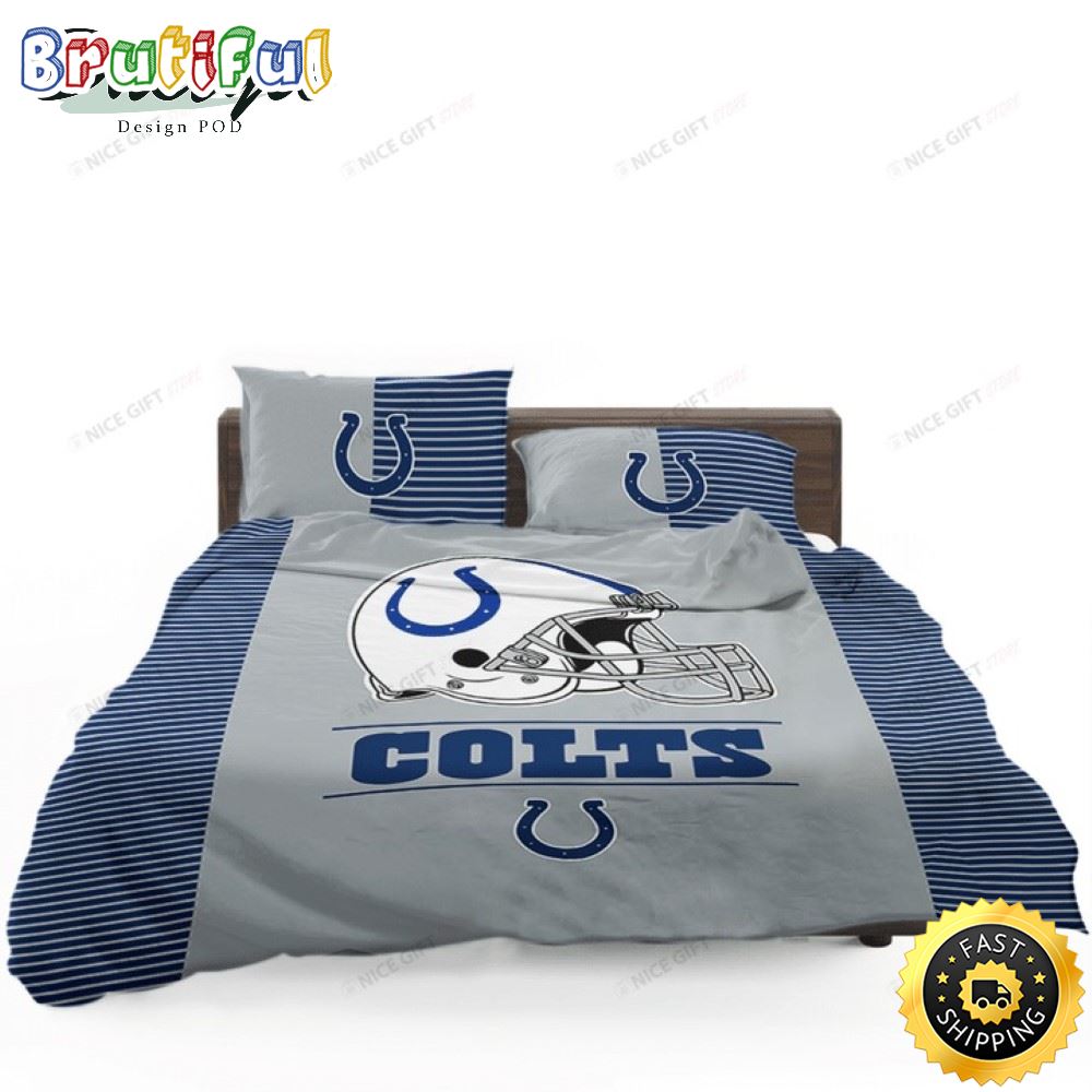 NFL Indianapolis Colts Grey Blue Bedding Set