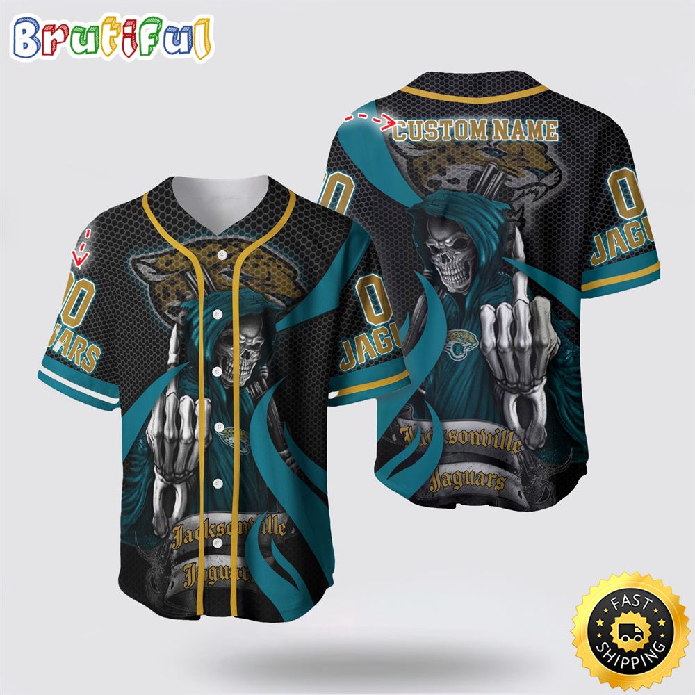 NFL Jacksonville Jaguars Baseball Jersey 3D Personalized Skull Gear Up For Game Day