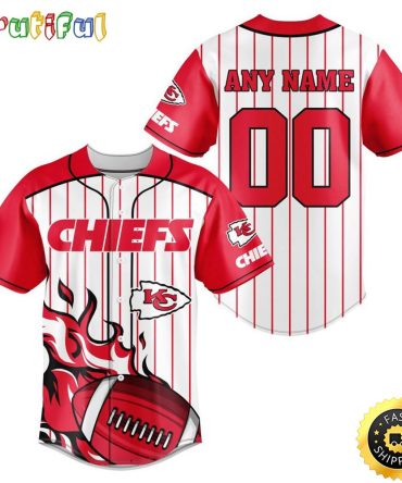 NFL Kansas City Chiefs Baseball Jersey 3D Personalized Customization Options Available