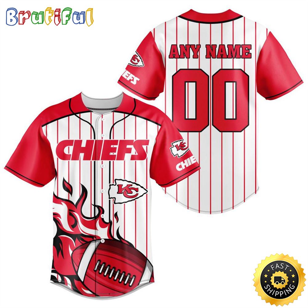 NFL Kansas City Chiefs Baseball Jersey 3D Personalized Customization Options Available