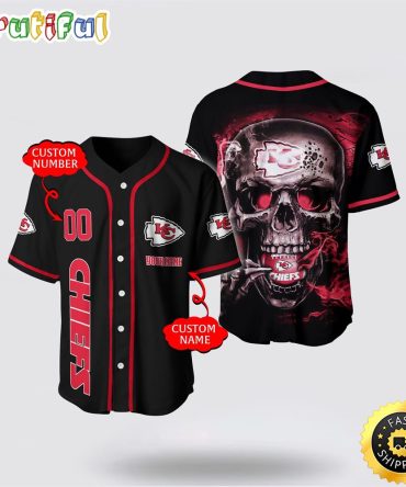 NFL Kansas City Chiefs Baseball Jersey 3D Personalized Skull Embrace Fashion And Team Spirit