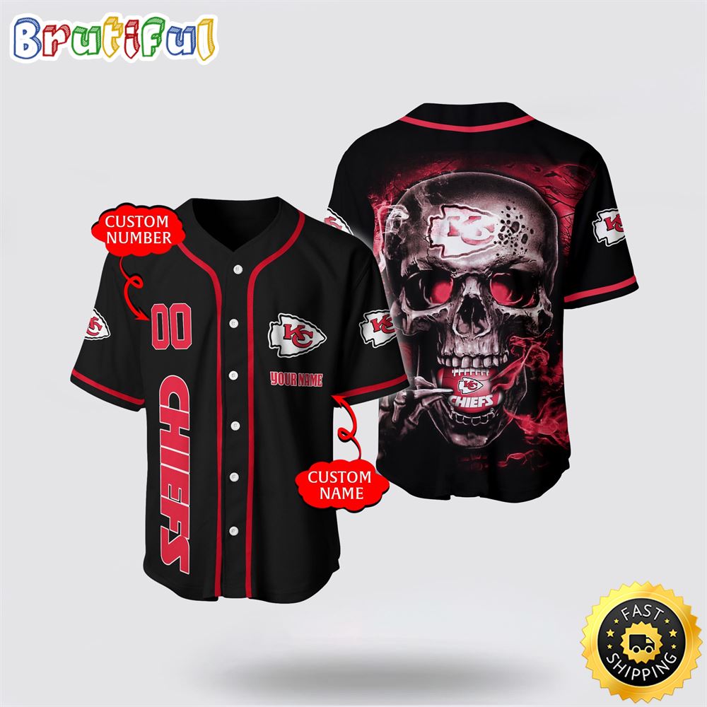 NFL Kansas City Chiefs Baseball Jersey 3D Personalized Skull Embrace Fashion And Team Spirit