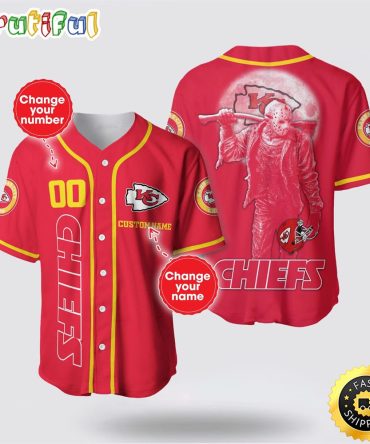 NFL Kansas City Chiefs Baseball Jersey 3D Personalized Skull Score Big With Team Spirit