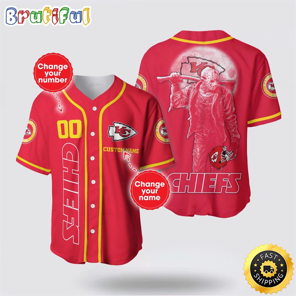 NFL Kansas City Chiefs Baseball Jersey 3D Personalized Skull Score Big With Team Spirit