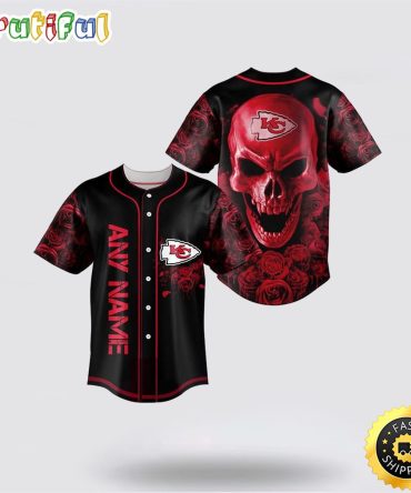 NFL Kansas City Chiefs Baseball Jersey 3D Personalized Skull Top Quality Fan Apparel