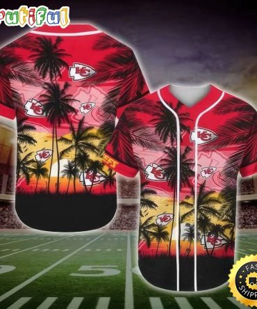 NFL Kansas City Chiefs Baseball Jersey Shirt Palm Tree