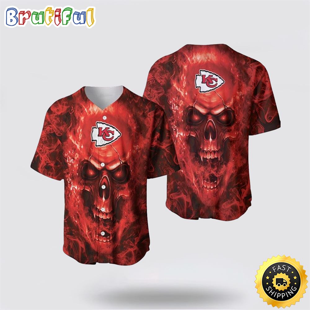 NFL Kansas City Chiefs Baseball Jersey Skull Unleash Your Team Spirit With Trendy Designs