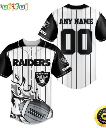 NFL Las Vegas Raiders Baseball Jersey 3D Personalized Customization Options Available