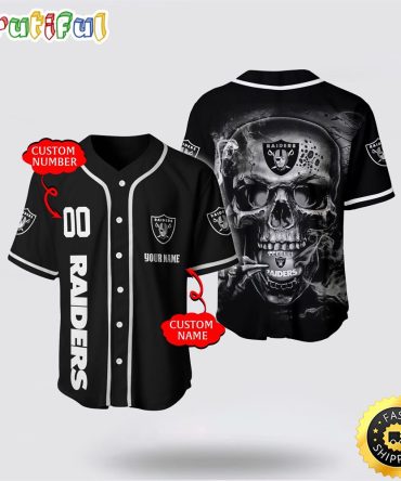 NFL Las Vegas Raiders Baseball Jersey 3D Personalized Skull Embrace Fashion And Team Spirit