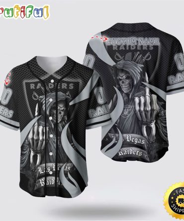 NFL Las Vegas Raiders Baseball Jersey 3D Personalized Skull Gear Up For Game Day