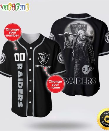 NFL Las Vegas Raiders Baseball Jersey 3D Personalized Skull Score Big With Team Spirit
