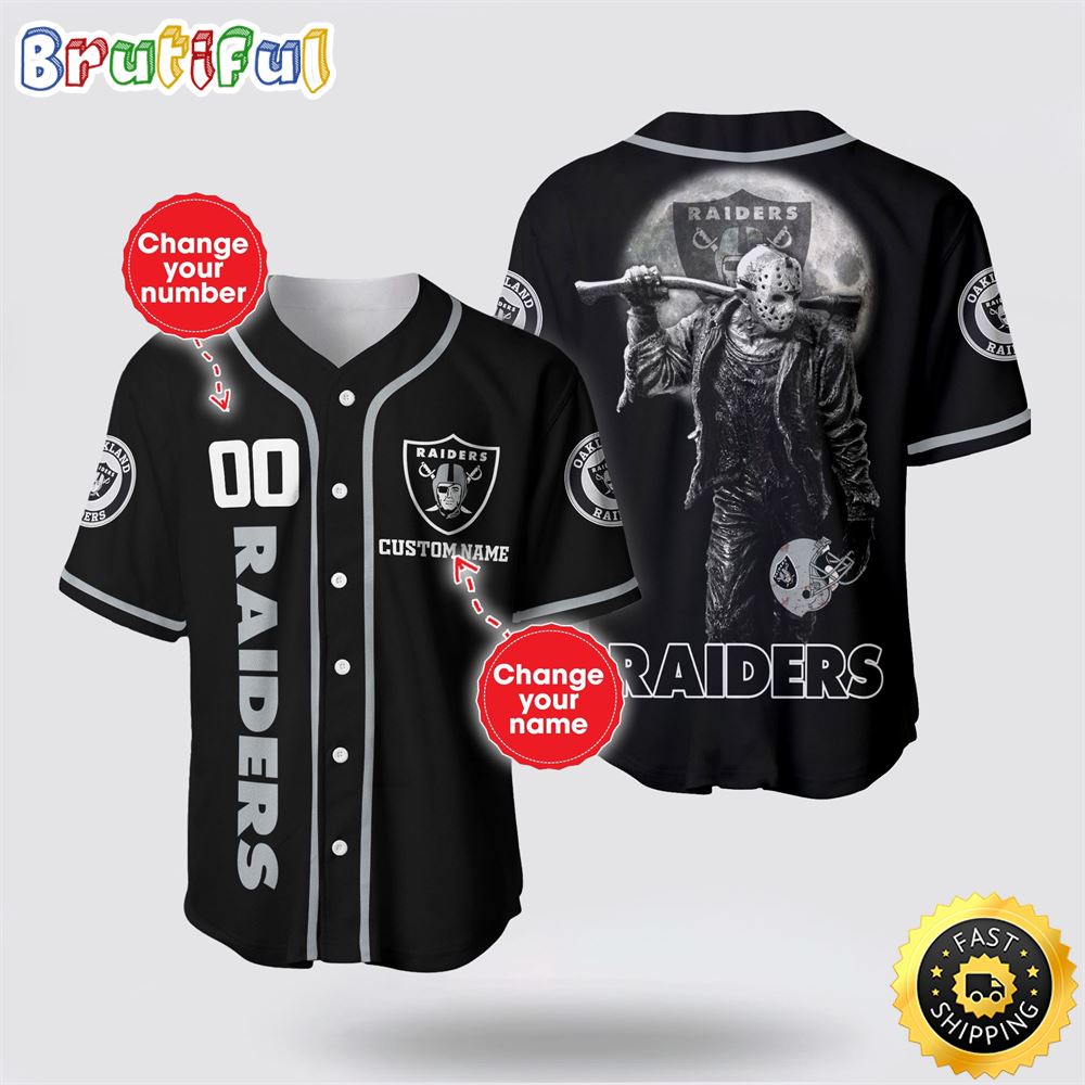 NFL Las Vegas Raiders Baseball Jersey 3D Personalized Skull Score Big With Team Spirit