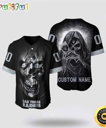 NFL Las Vegas Raiders Baseball Jersey 3D Personalized Skull Stay Cozy And Stylish