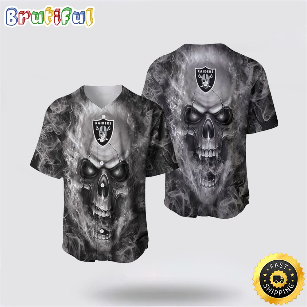 NFL Las Vegas Raiders Baseball Jersey Skull Unleash Your Team Spirit With Trendy Designs