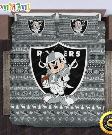 NFL Las Vegas Raiders Mickey Silver Bedding Set