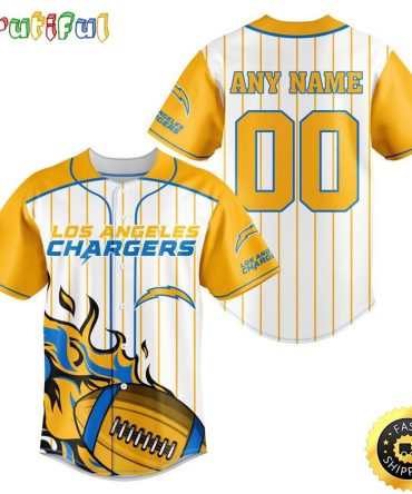 NFL Los Angeles Chargers Baseball Jersey 3D Personalized Customization Options Available