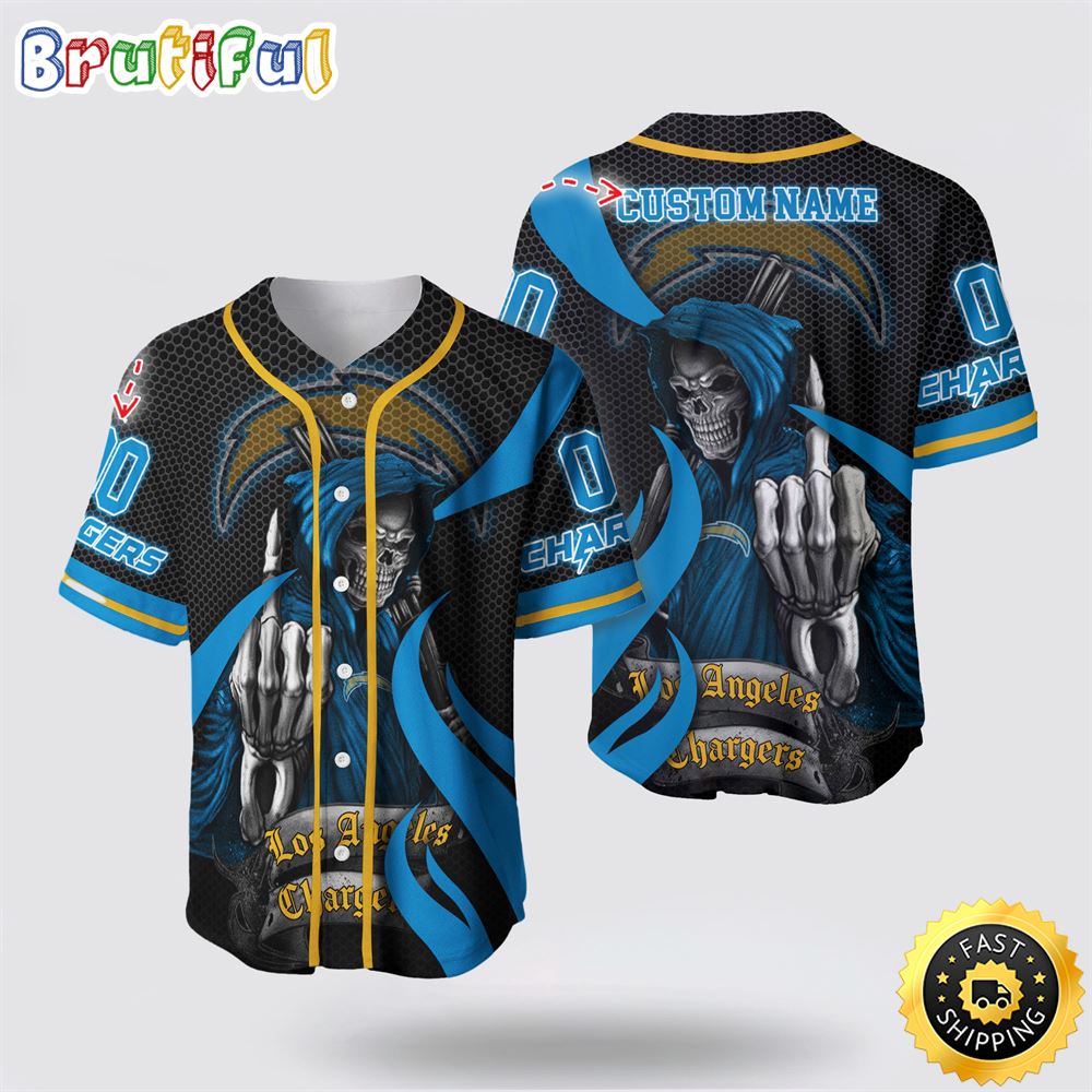 NFL Los Angeles Chargers Baseball Jersey 3D Personalized Skull Gear Up For Game Day
