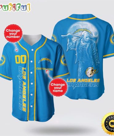 NFL Los Angeles Chargers Baseball Jersey 3D Personalized Skull Score Big With Team Spirit