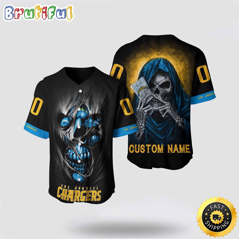 NFL Los Angeles Chargers Baseball Jersey 3D Personalized Skull Stay Cozy And Stylish
