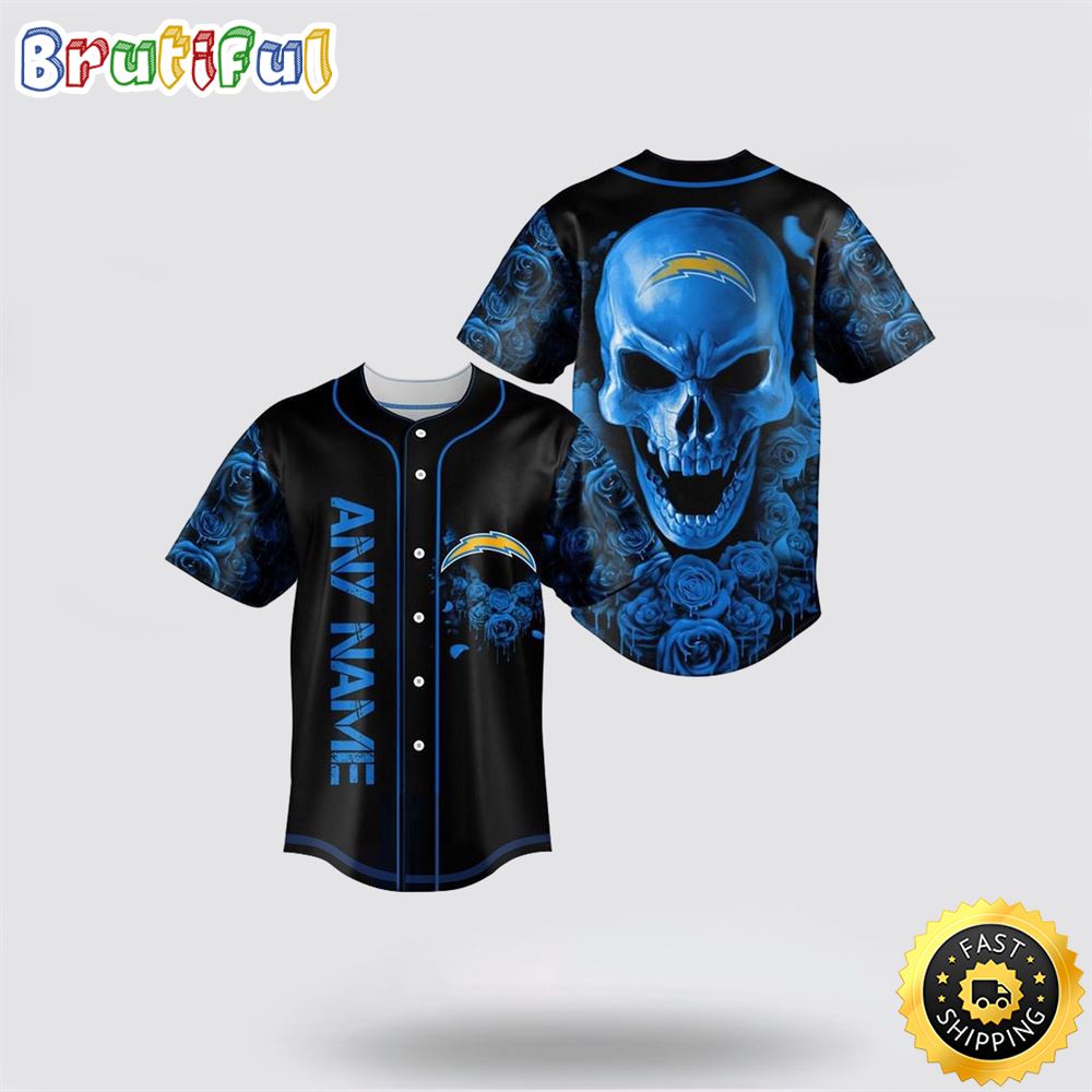 NFL Los Angeles Chargers Baseball Jersey 3D Personalized Skull Top Quality Fan Apparel