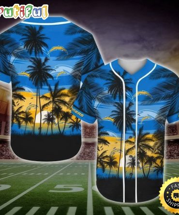 NFL Los Angeles Chargers Baseball Jersey Shirt Palm Tree