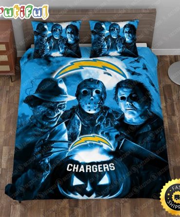 NFL Los Angeles Chargers Halloween Blue Night Bedding Set
