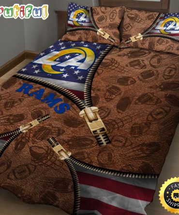 NFL Los Angeles Rams American Flag Bedding Set