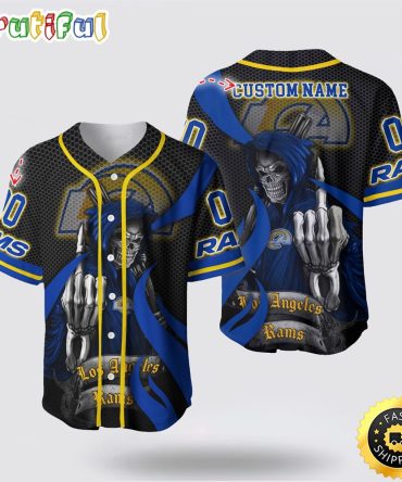 NFL Los Angeles Rams Baseball Jersey 3D Personalized Skull Gear Up For Game Day