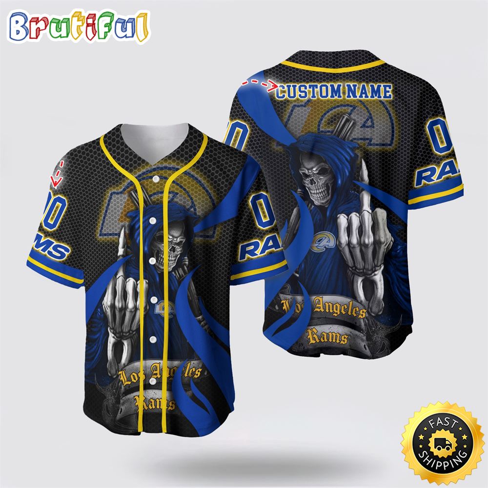 NFL Los Angeles Rams Baseball Jersey 3D Personalized Skull Gear Up For Game Day