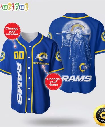 NFL Los Angeles Rams Baseball Jersey 3D Personalized Skull Score Big With Team Spirit