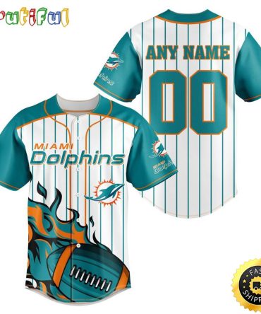 NFL Miami Dolphins Baseball Jersey 3D Personalized Customization Options Available