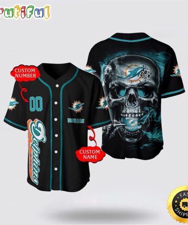 NFL Miami Dolphins Baseball Jersey 3D Personalized Skull Embrace Fashion And Team Spirit