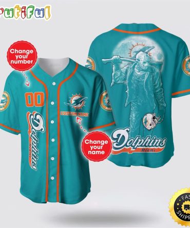 NFL Miami Dolphins Baseball Jersey 3D Personalized Skull Score Big With Team Spirit