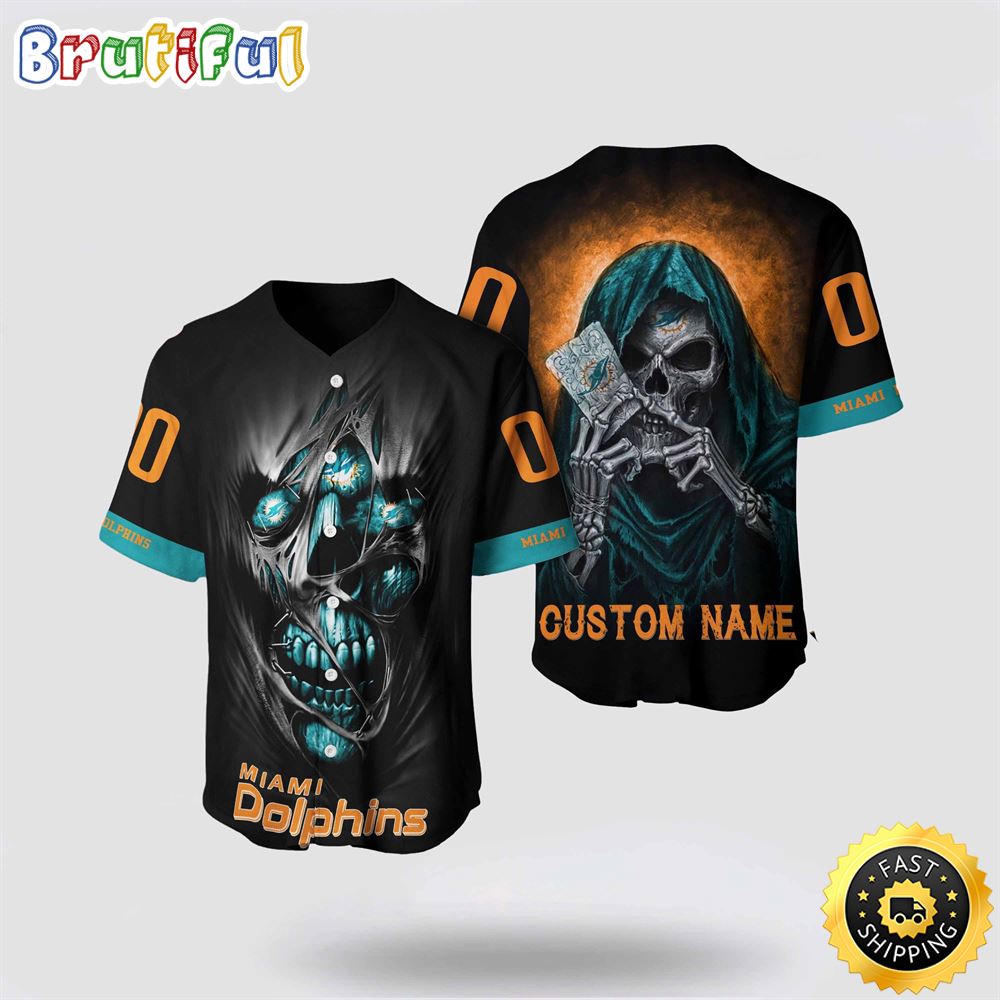 NFL Miami Dolphins Baseball Jersey 3D Personalized Skull Stay Cozy And Stylish