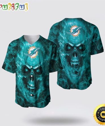 NFL Miami Dolphins Baseball Jersey Skull Unleash Your Team Spirit With Trendy Designs