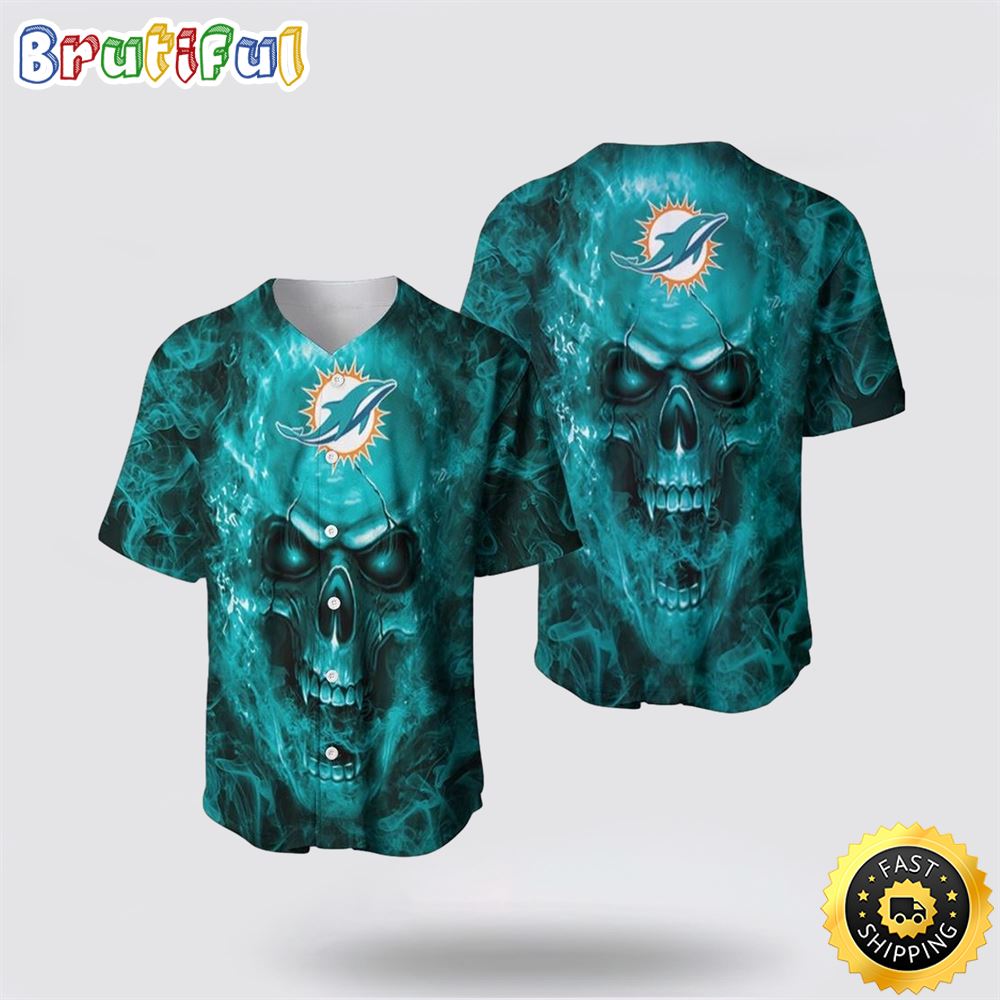 NFL Miami Dolphins Baseball Jersey Skull Unleash Your Team Spirit With Trendy Designs