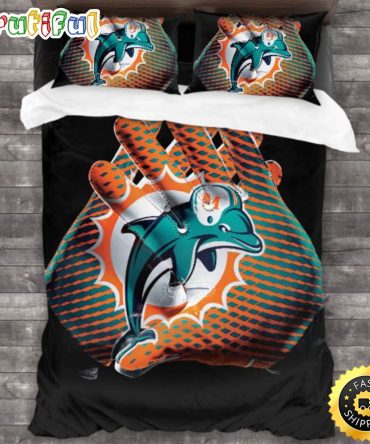 NFL Miami Dolphins Black Orange Bedding Set