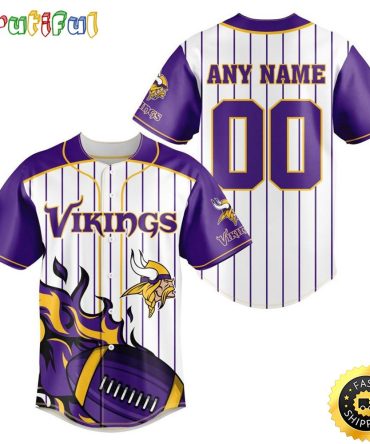 NFL Minnesota Vikings Baseball Jersey 3D Personalized Customization Options Available