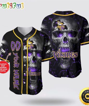 NFL Minnesota Vikings Baseball Jersey 3D Personalized Skull Embrace Fashion And Team Spirit