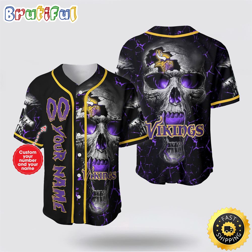NFL Minnesota Vikings Baseball Jersey 3D Personalized Skull Embrace Fashion And Team Spirit