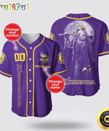 NFL Minnesota Vikings Baseball Jersey 3D Personalized Skull Score Big With Team Spirit