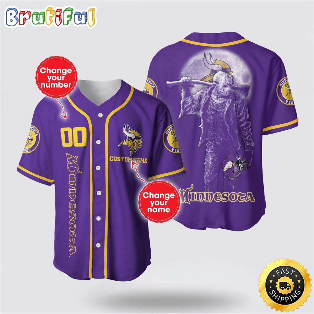 NFL Minnesota Vikings Baseball Jersey 3D Personalized Skull Score Big With Team Spirit