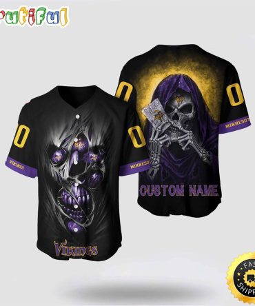 NFL Minnesota Vikings Baseball Jersey 3D Personalized Skull Stay Cozy And Stylish