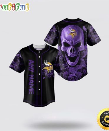 NFL Minnesota Vikings Baseball Jersey 3D Personalized Skull Top Quality Fan Apparel