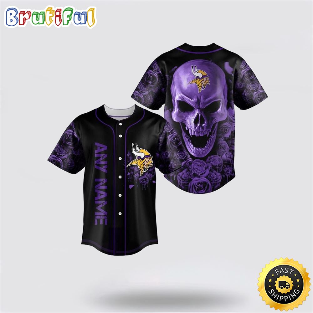 NFL Minnesota Vikings Baseball Jersey 3D Personalized Skull Top Quality Fan Apparel
