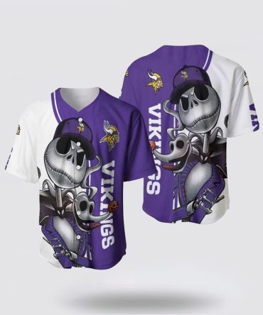 NFL Minnesota Vikings Baseball Jersey Jack Skellington And Zero Perfect Your Team Pride In Laid Back Fashion