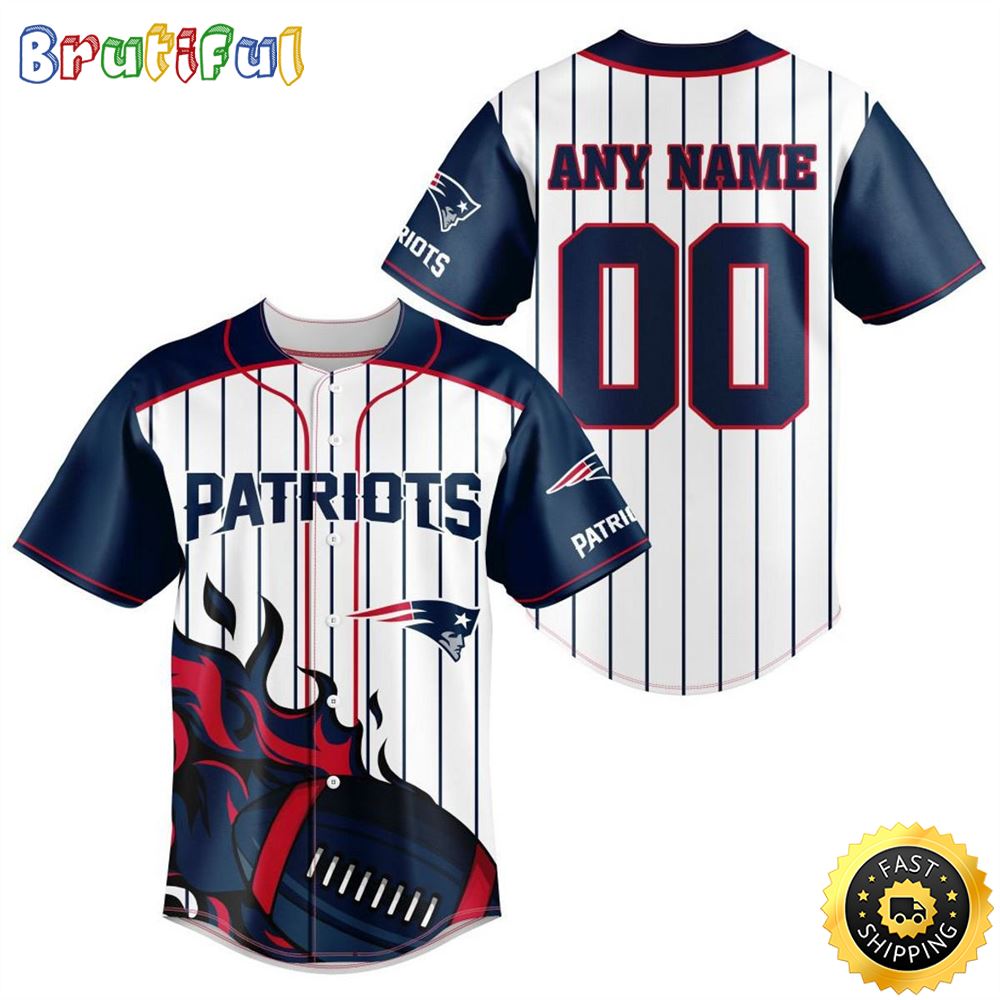 NFL New England Patriots Baseball Jersey 3D Personalized Customization Options Available