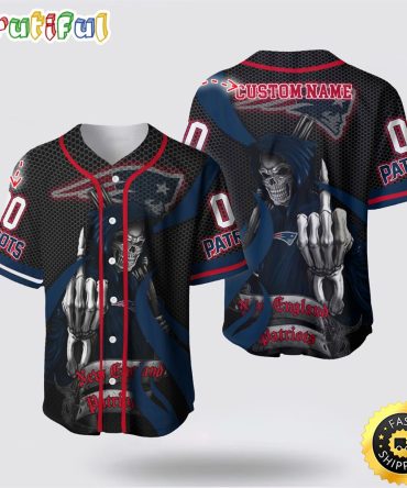 NFL New England Patriots Baseball Jersey 3D Personalized Skull Gear Up For Game Day