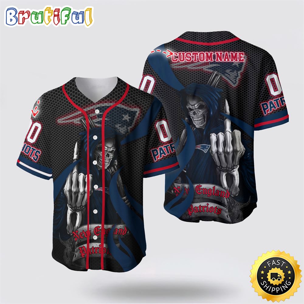 NFL New England Patriots Baseball Jersey 3D Personalized Skull Gear Up For Game Day